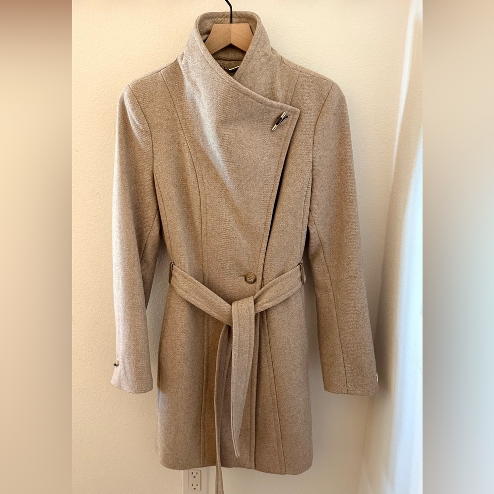 Calvin Klein Tan Wool Coat Size M - Picture 3 of 6